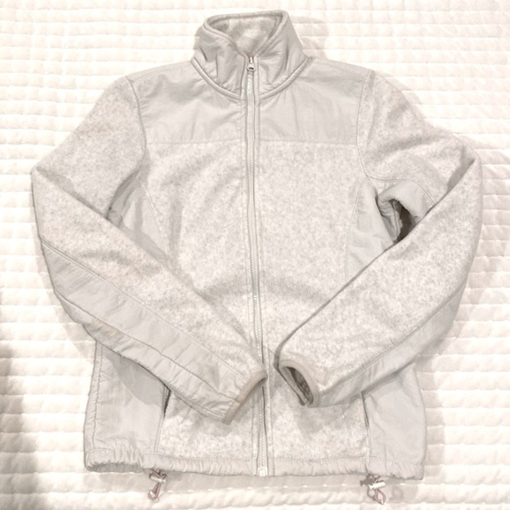 *SOLD* JUSTICE Girls Fitted Fleece Jacket Heathered Light Grey and Snow